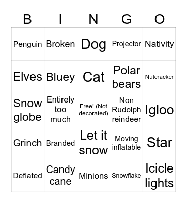 Christmas lights Bingo Card