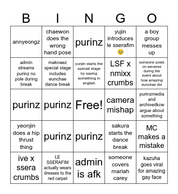 PURINZMEDIA BINGO Card