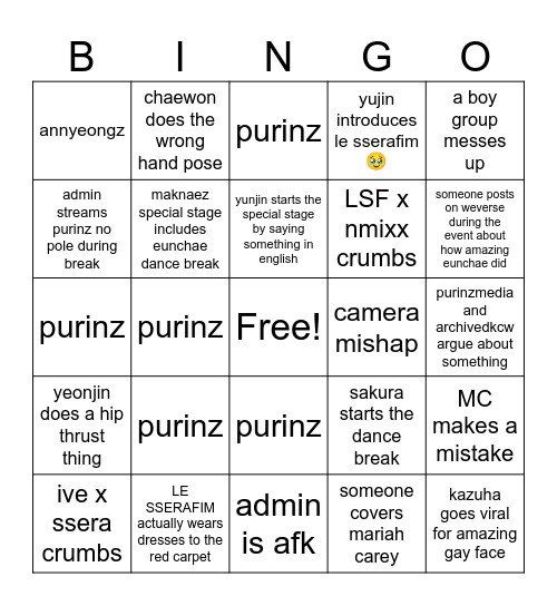 PURINZMEDIA BINGO Card