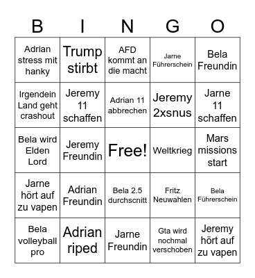 J,A,J,B BINGO Card