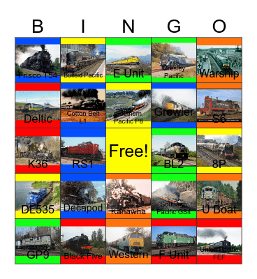 Railroads that I would like to visit after Dave and Buster's in Davenport open to the public one day Bingo Card