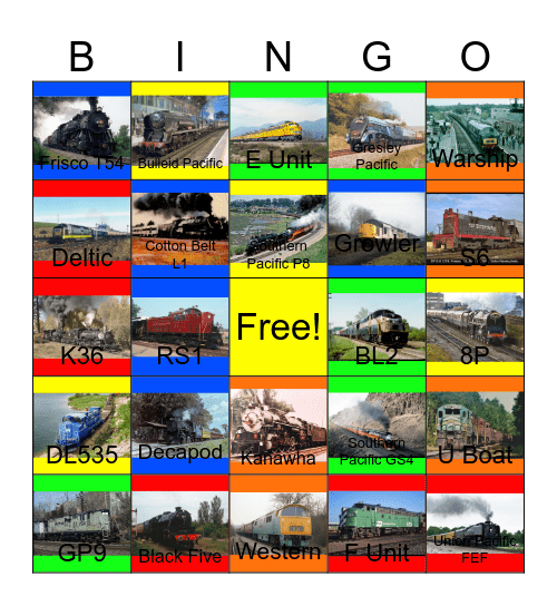 Railroads that I would like to visit after Dave and Buster's in Davenport open to the public one day Bingo Card