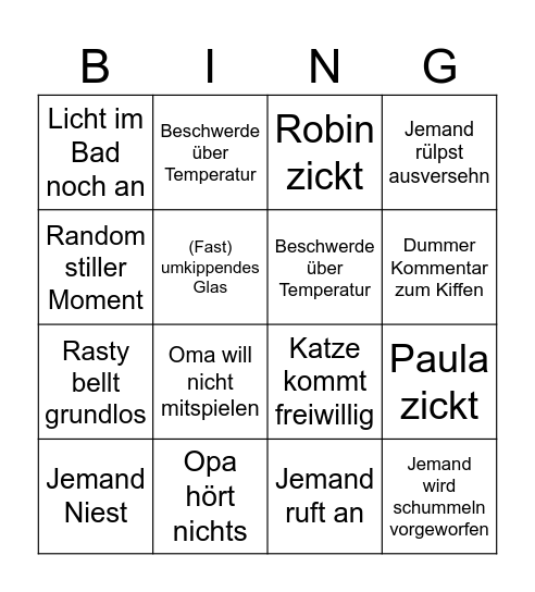 Bilder Bingo Card