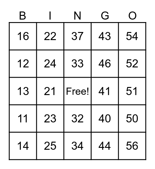 Miller Christmas Bingo Card