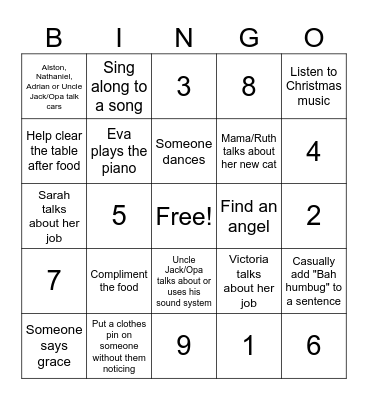 Christmas Bingo Card