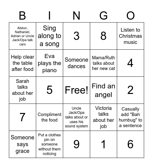 Christmas Bingo Card
