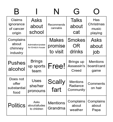 Christmas 2025 Bingo Card