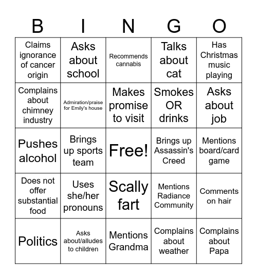 Christmas 2025 Bingo Card