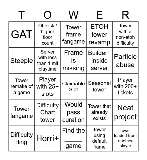 TC BINGO ( dont leak outside gc or u dead boi) Bingo Card