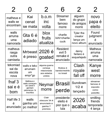 2026, walls e teko Bingo Card