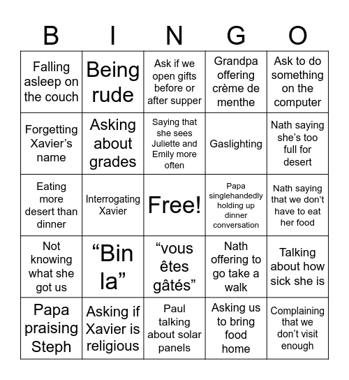Christmas 2025 Bingo Card