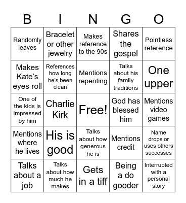 Christian Says Bingo Card