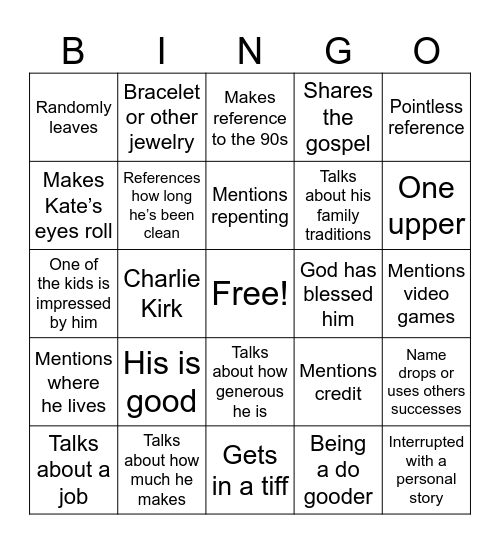 Christian Says Bingo Card