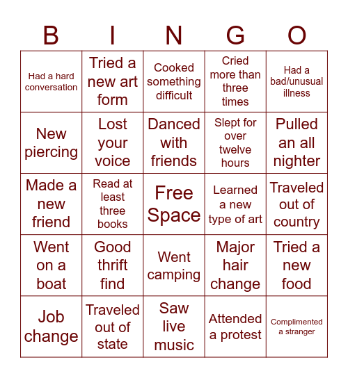 2026 BINGO Card