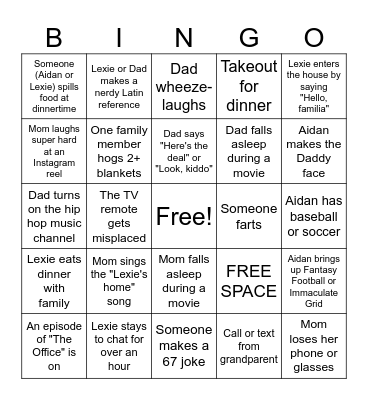 Family Christmas Bingo! Bingo Card