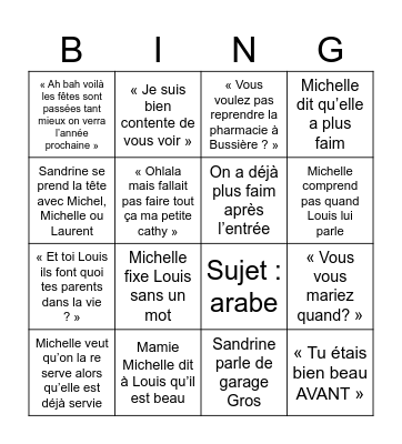 Noël 2025 Bingo Card