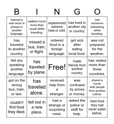 Find someone who... Bingo Card