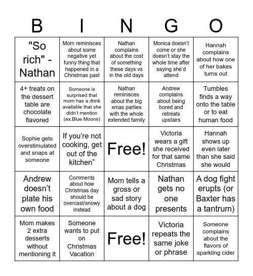 Christmas Bingo Card