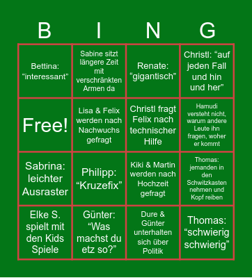 Koller Weihnachtsbingo Card
