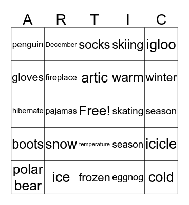Artic Bingo Card