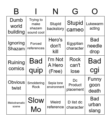 Black Adam Bingo Card
