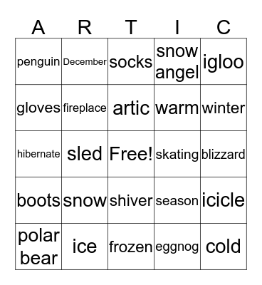 Artic Bingo Card