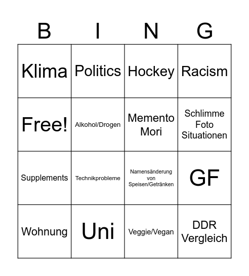 Christmas in Family Bingo Card