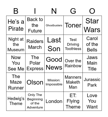 Film Bingo Card
