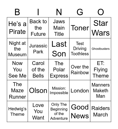 Film Bingo Card