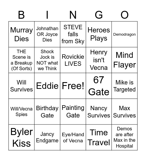 S5V2 Bingo Card