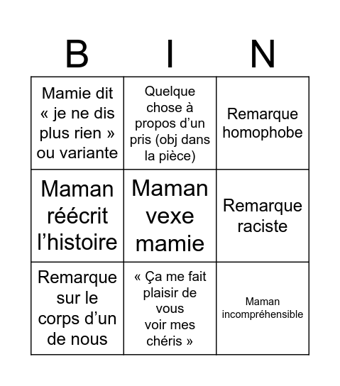 Ch christmas Bingo Card