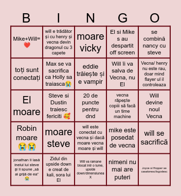 stranger things finaaal Bingo Card