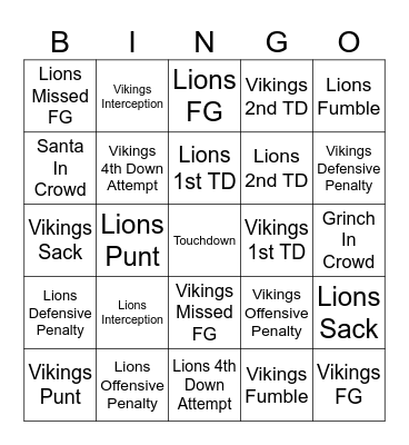 Football Bingo Card
