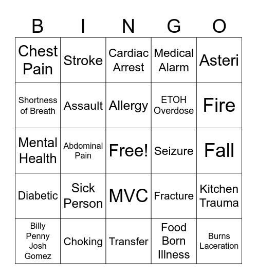 Christmas Bingo Day Shift Bingo Card
