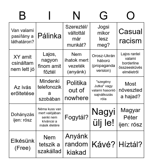 Taksony karácsony 2025 Bingo Card