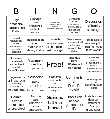 Family Christmas Bingo 2025 Bingo Card