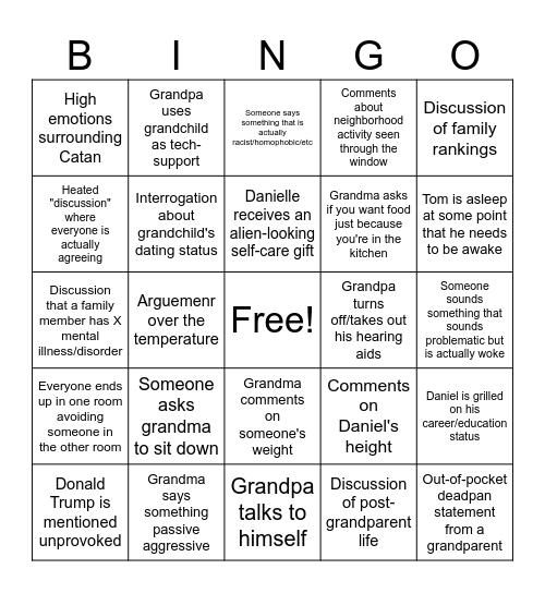 Family Christmas Bingo 2025 Bingo Card