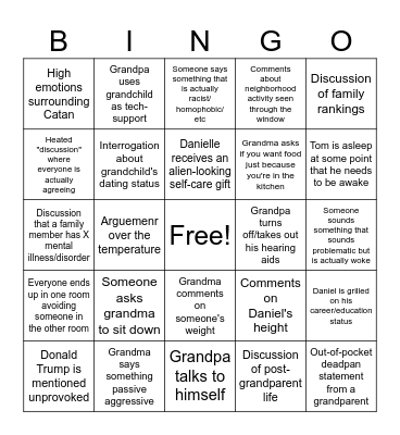 Family Christmas Bingo 2025 Bingo Card