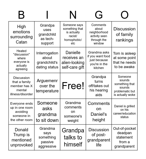 Family Christmas Bingo 2025 Bingo Card