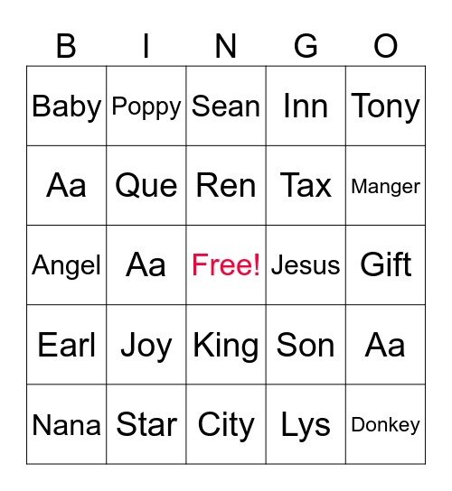 Fam Bingo 2025 Bingo Card