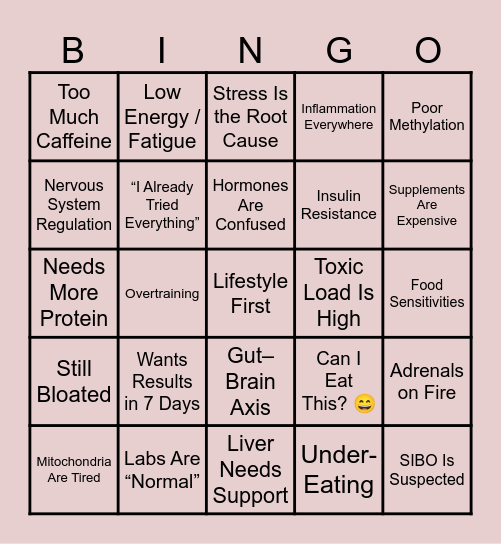 Functional Medicine BINGO Card