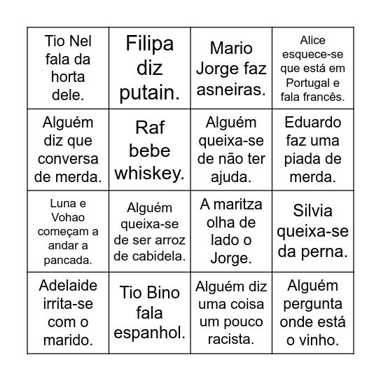 Natal Bingo Card