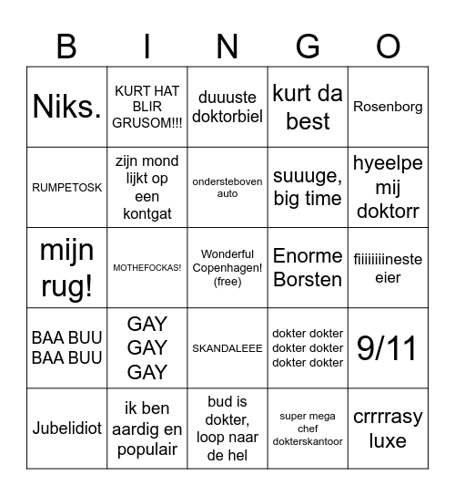 Kurt Blir Gruson Bingo Card