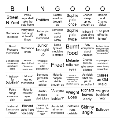 Redneck Christmas Bingo Card