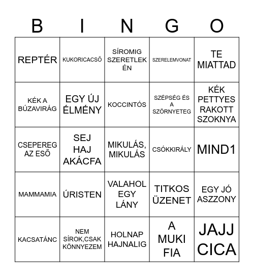 CSALÁDI Bingo Card