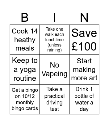 January bingo Card