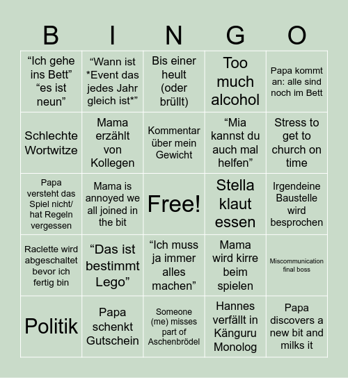 Weihnachten bei Rupperts Bingo Card