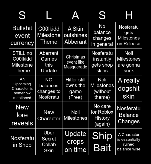 Forsaken's "The C00lest Christmas!" Update Bingo Card