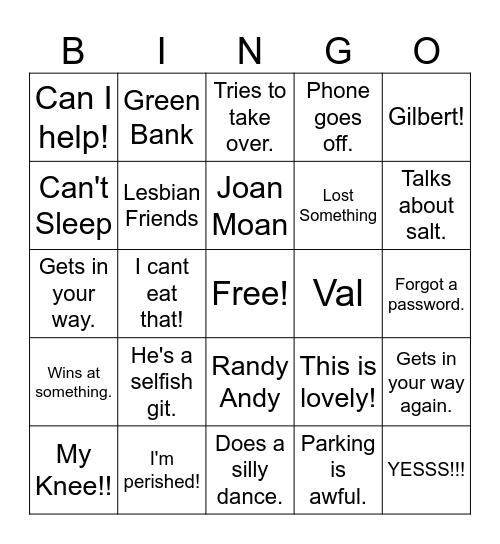 Granny Pat Bingo Card