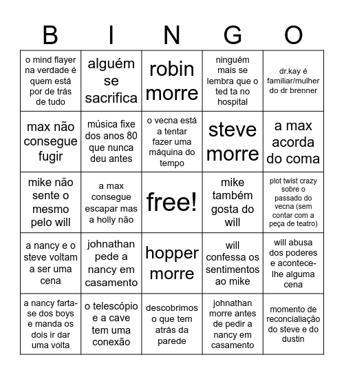 Stranger Things S5 PT2 Bingo Card